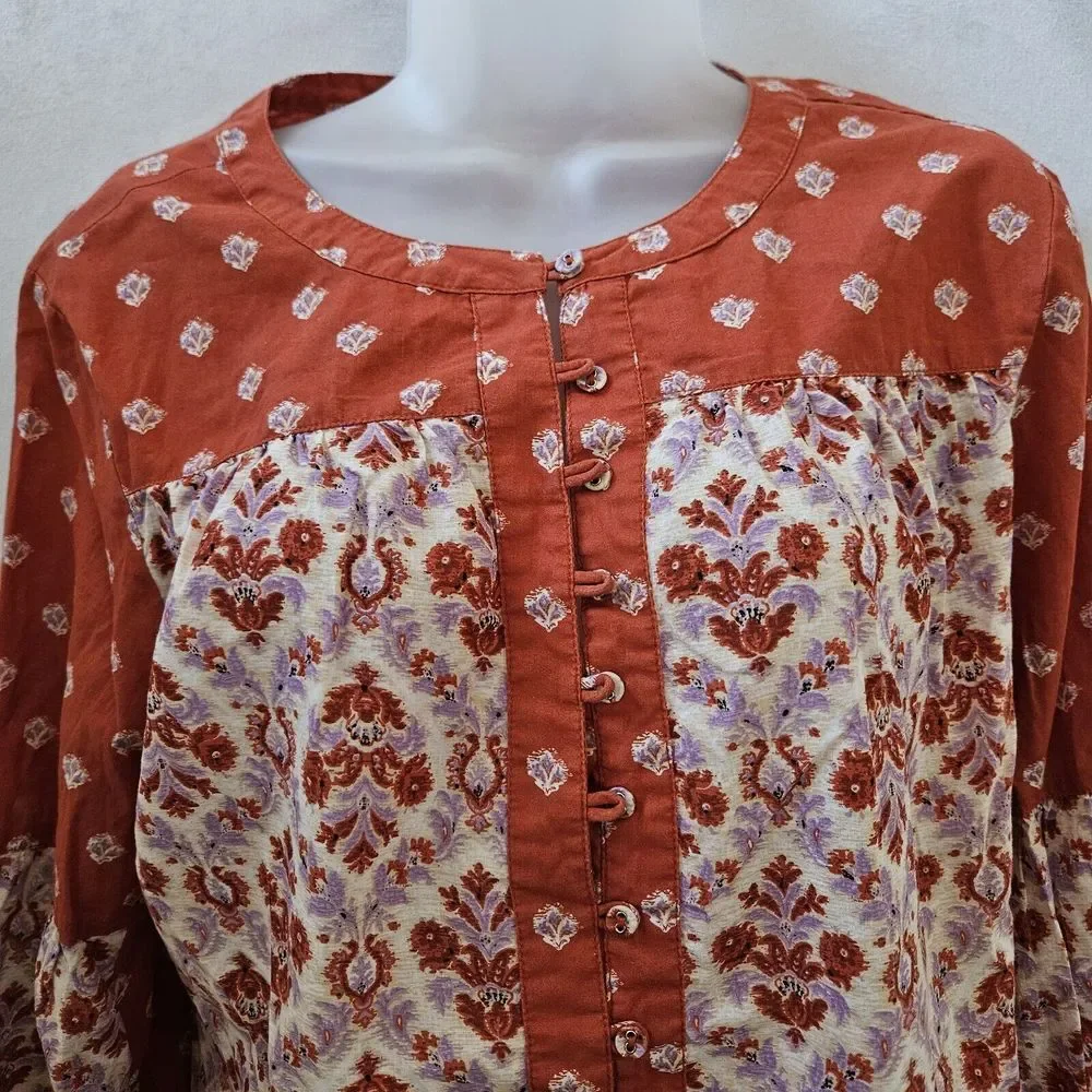 Sundance Red Rust Printed Peasant Tunic - Picture 10 of 14